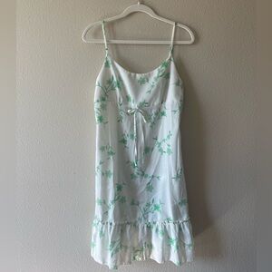 White and Green Floral Dress